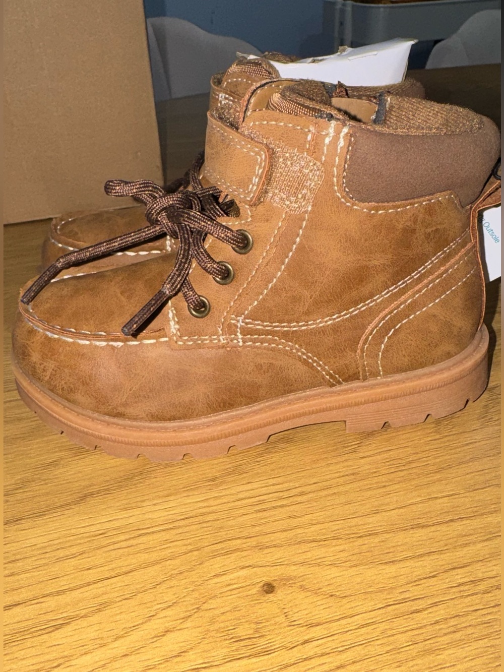 wonder nation Tan Brown Kids Lace-Up Ankle Boots